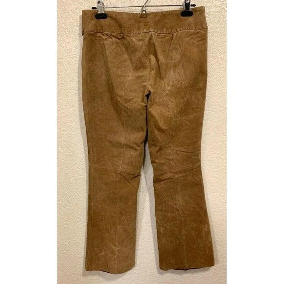 Mix It Vintage 90s Y2k Brown Leather Suede Flared Western Pants - Picture 2 of 8